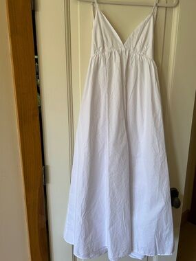 Commense White Cotton Spaghetti-Strap Maxi Dress